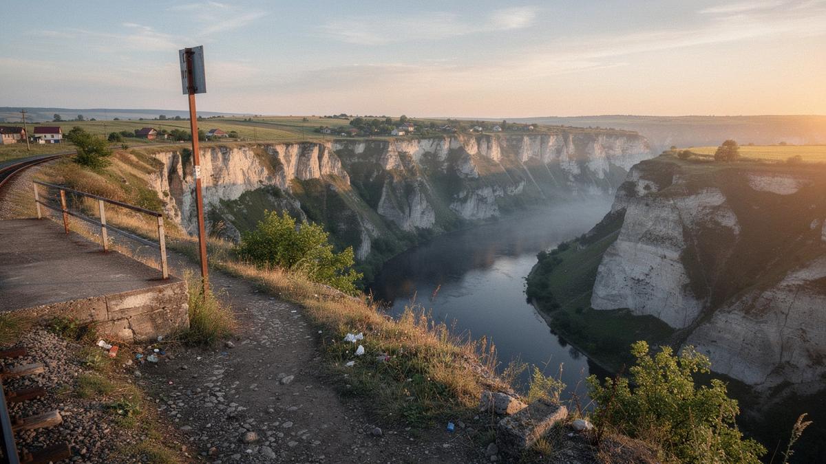 Dnister canyon near Zalishchyky at sunrise